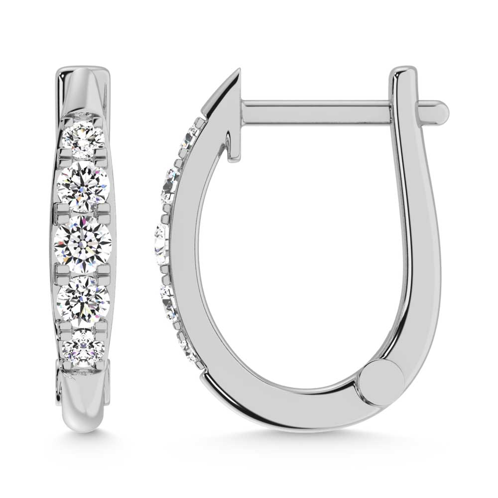 10K White Gold Lab Grown Diamond 1/4 Ct.Tw. Hoop Earrings
