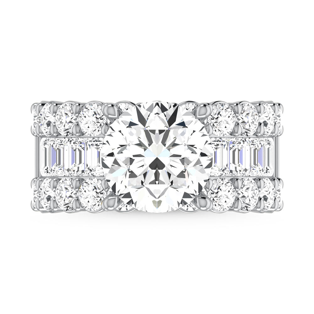 14K White Gold Lab Grown Diamond 8 1/5  Ct.Tw. Round and Emerald Band