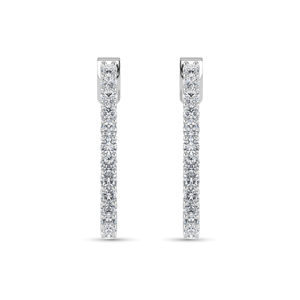14K White Gold Lab Grown Diamond 2 1/4 Ct.Tw. Hoop Earrings