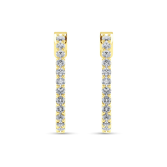 14K Yellow Gold Lab Grown Diamond 1 Ct.Tw. Hoop Earrings