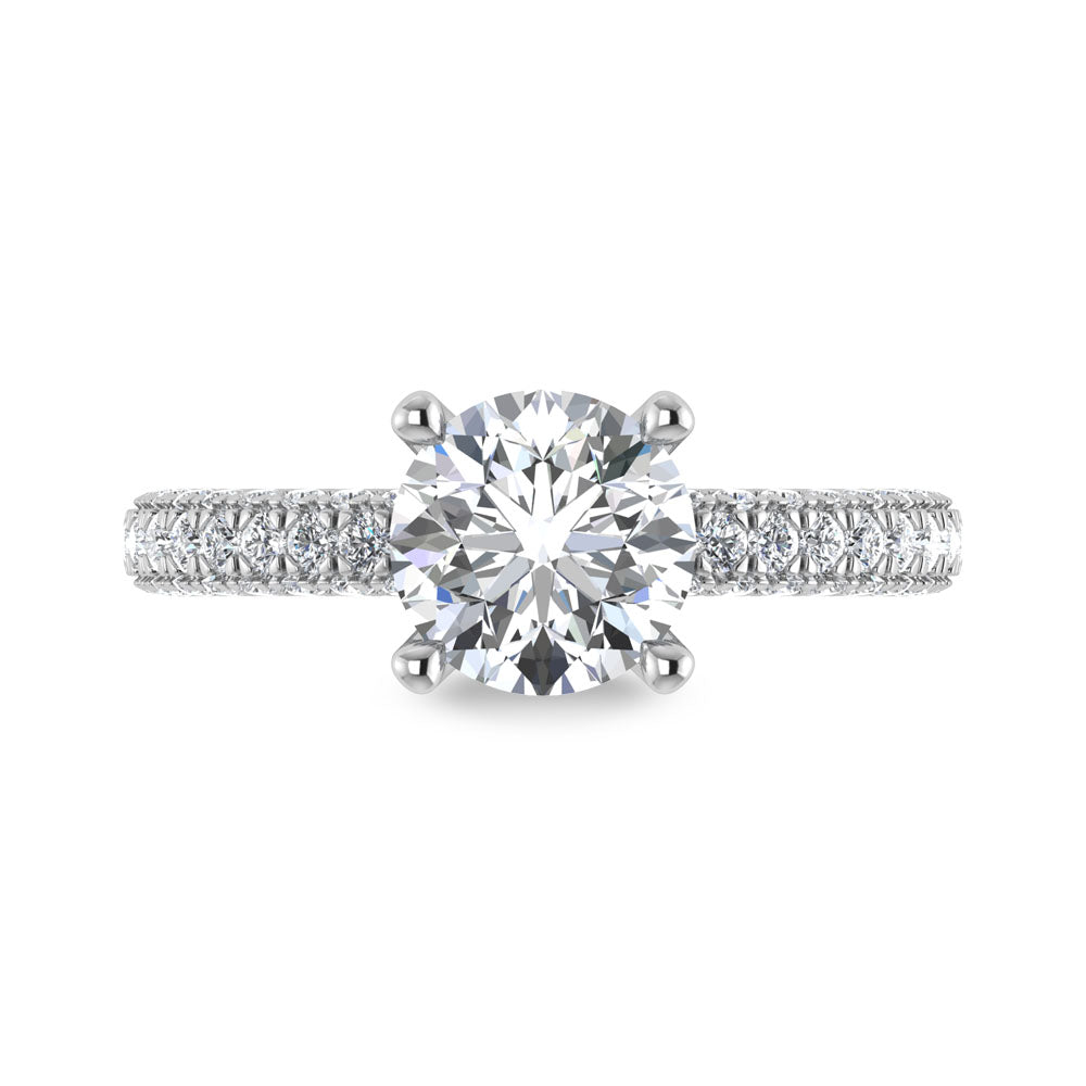 14K White Gold Lab Grown Diamond 3 Ct.Tw.  Round Shape Halo Engagement Ring (IGI Certified Center 2ct)