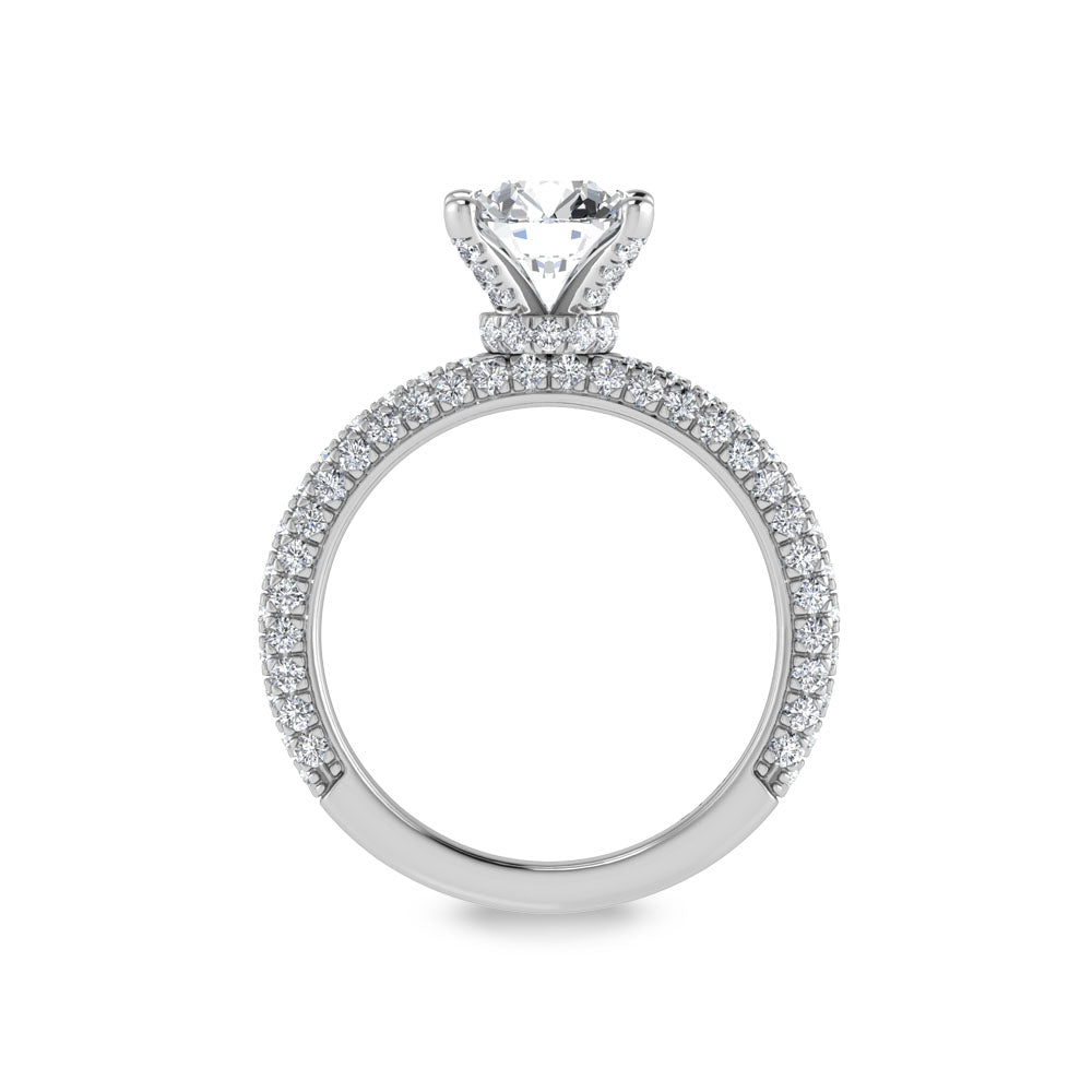 14K White Gold Lab Grown Diamond 3 Ct.Tw.  Round Shape Halo Engagement Ring (IGI Certified Center 2ct)