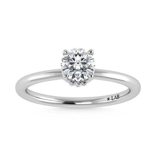 14K White Gold Lab Grown Diamond 1 1//20 Ct.Tw. Round Shape Halo Engagement Ring (IGI Certified Center 1ct)