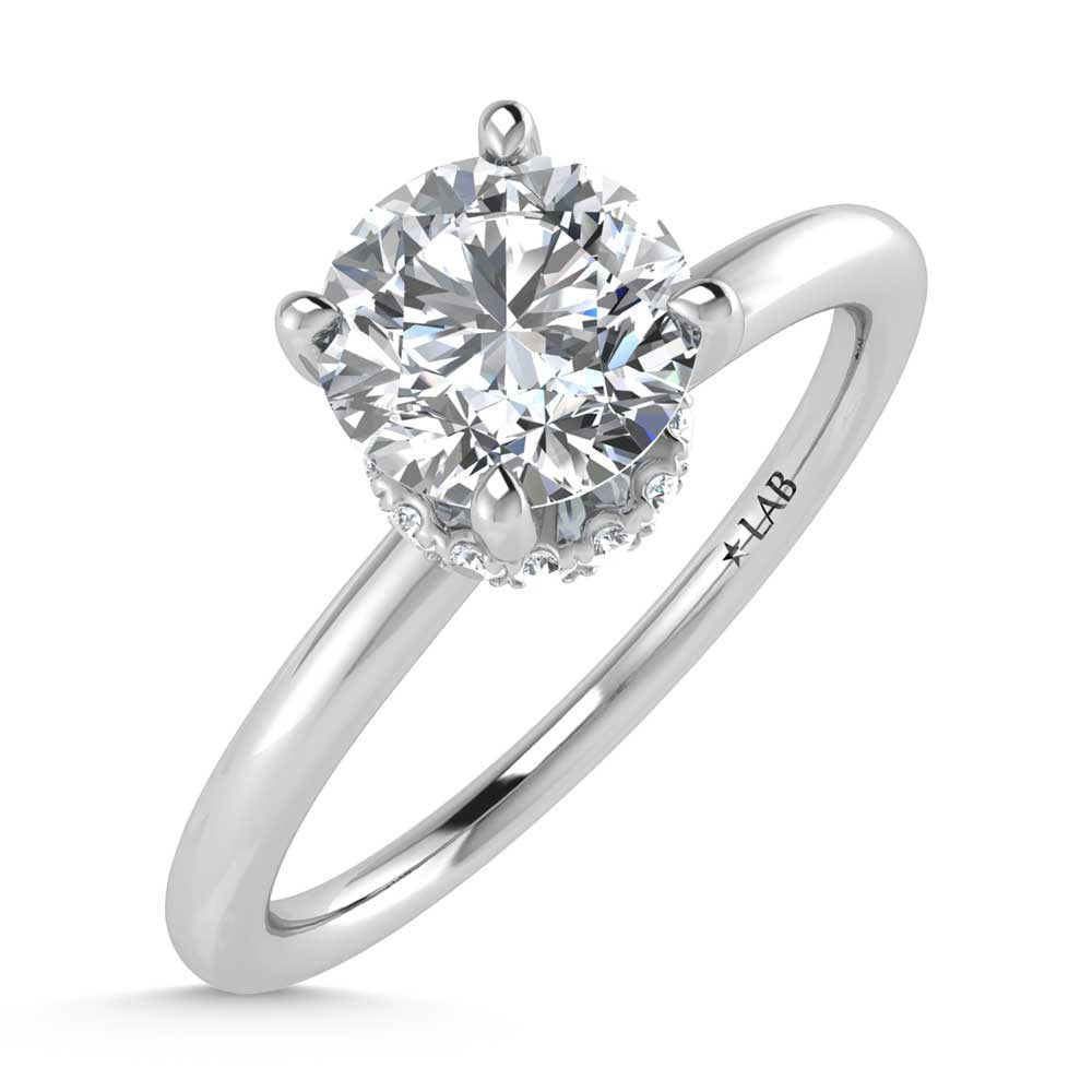 14K White Gold Lab Grown Diamond 1 1//20 Ct.Tw. Round Shape Halo Engagement Ring (IGI Certified Center 1ct)