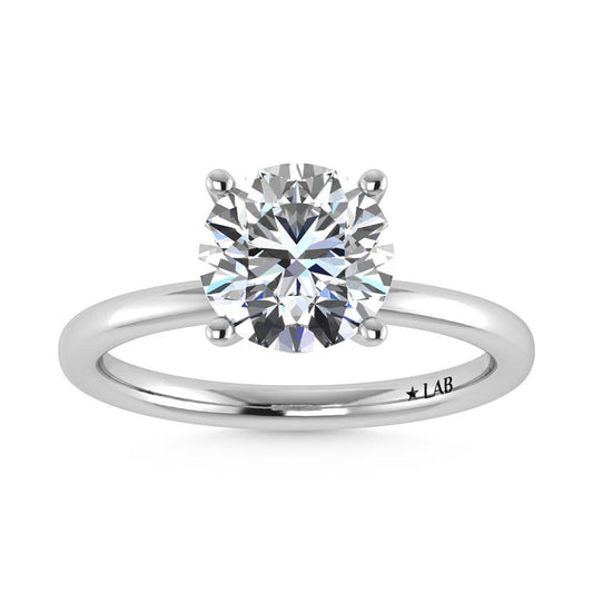 14K White Gold Lab Grown Diamond 2 1//20 Ct.Tw. Round Shape Halo Engagement Ring (IGI Certified Center 2ct)