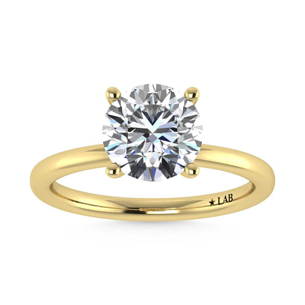 14K Yellow Gold Lab Grown Diamond 2 1//20 Ct.Tw. Round Shape Halo Engagement Ring (IGI Certified Center 2ct)