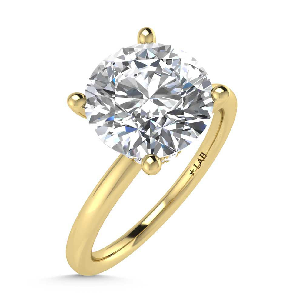 14K Yellow Gold Lab Grown Diamond 2 1//20 Ct.Tw. Round Shape Halo Engagement Ring (IGI Certified Center 2ct)