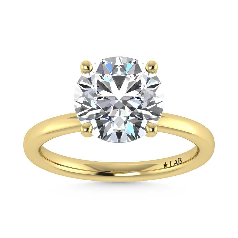 14K Yellow Gold Lab Grown Diamond 3 1//20 Ct.Tw. Round Shape Halo Engagement Ring (IGI Certified Center 3ct)