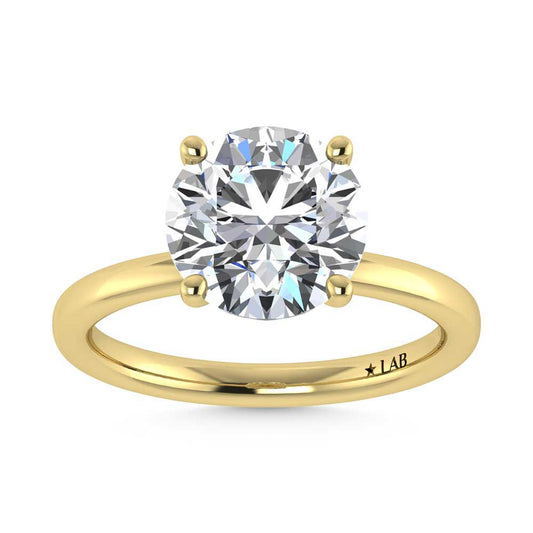14K Yellow Gold Lab Grown Diamond 3 1//20 Ct.Tw. Round Shape Halo Engagement Ring (IGI Certified Center 3ct)