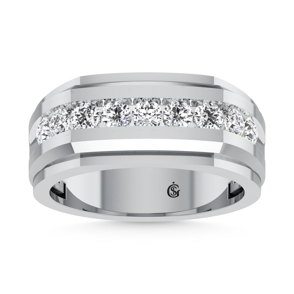 10K White Gold Diamond 1/4 Ct.Tw. Mens Band