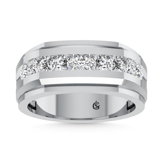 10K White Gold Diamond 1/4 Ct.Tw. Mens Band