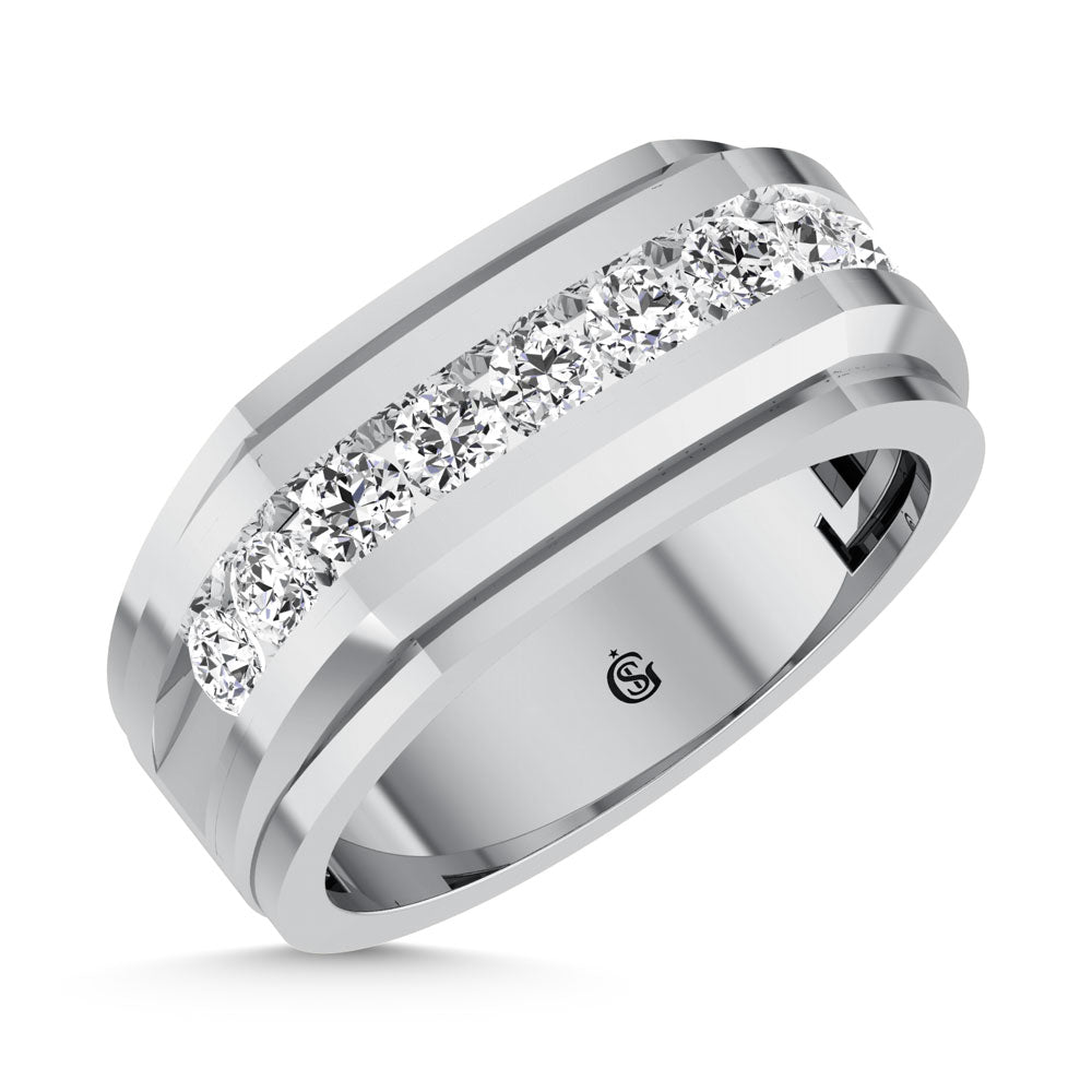 10K White Gold Diamond 1/4 Ct.Tw. Mens Band