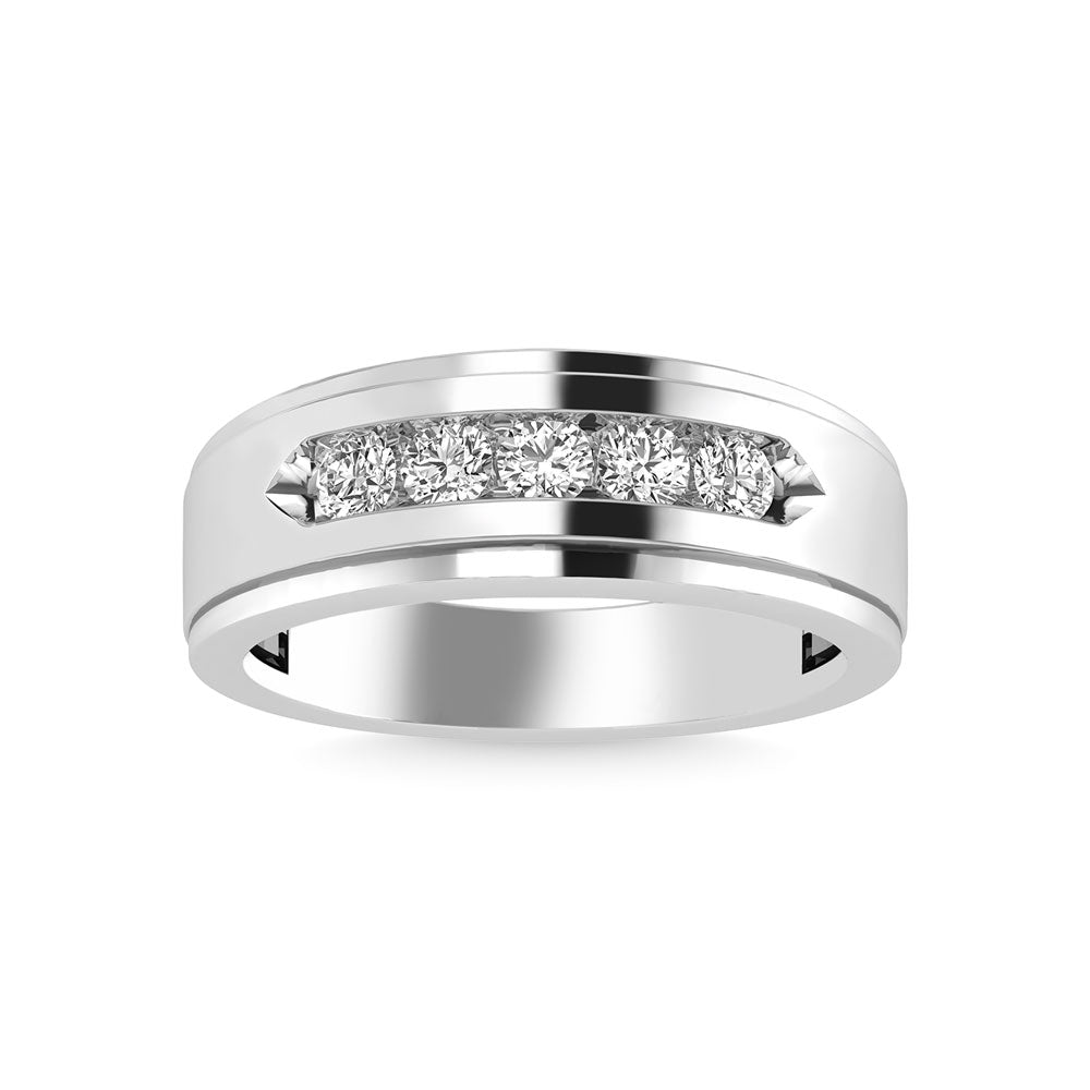 14K White Gold Lab Grown Diamond 1/2 Ct.Tw. Mens Band