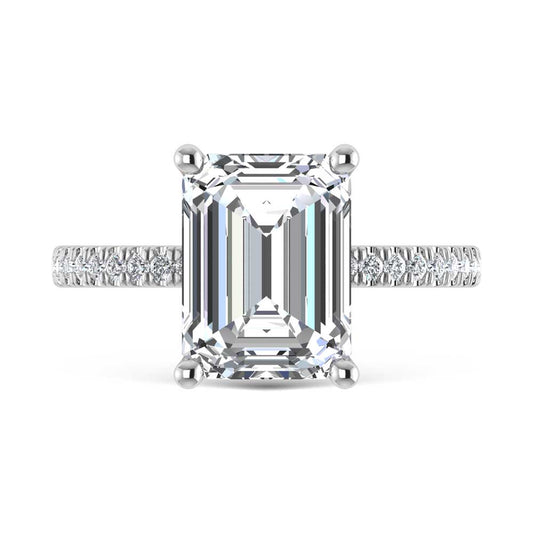 14K White Gold Lab Grown Diamond 2 1/3 Ct.Tw. Emerald Shape Engagement Ring  (IGI Certified Center 2ct)