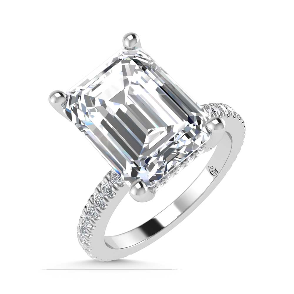 14K White Gold Lab Grown Diamond 2 1/3 Ct.Tw. Emerald Shape Engagement Ring  (IGI Certified Center 2ct)