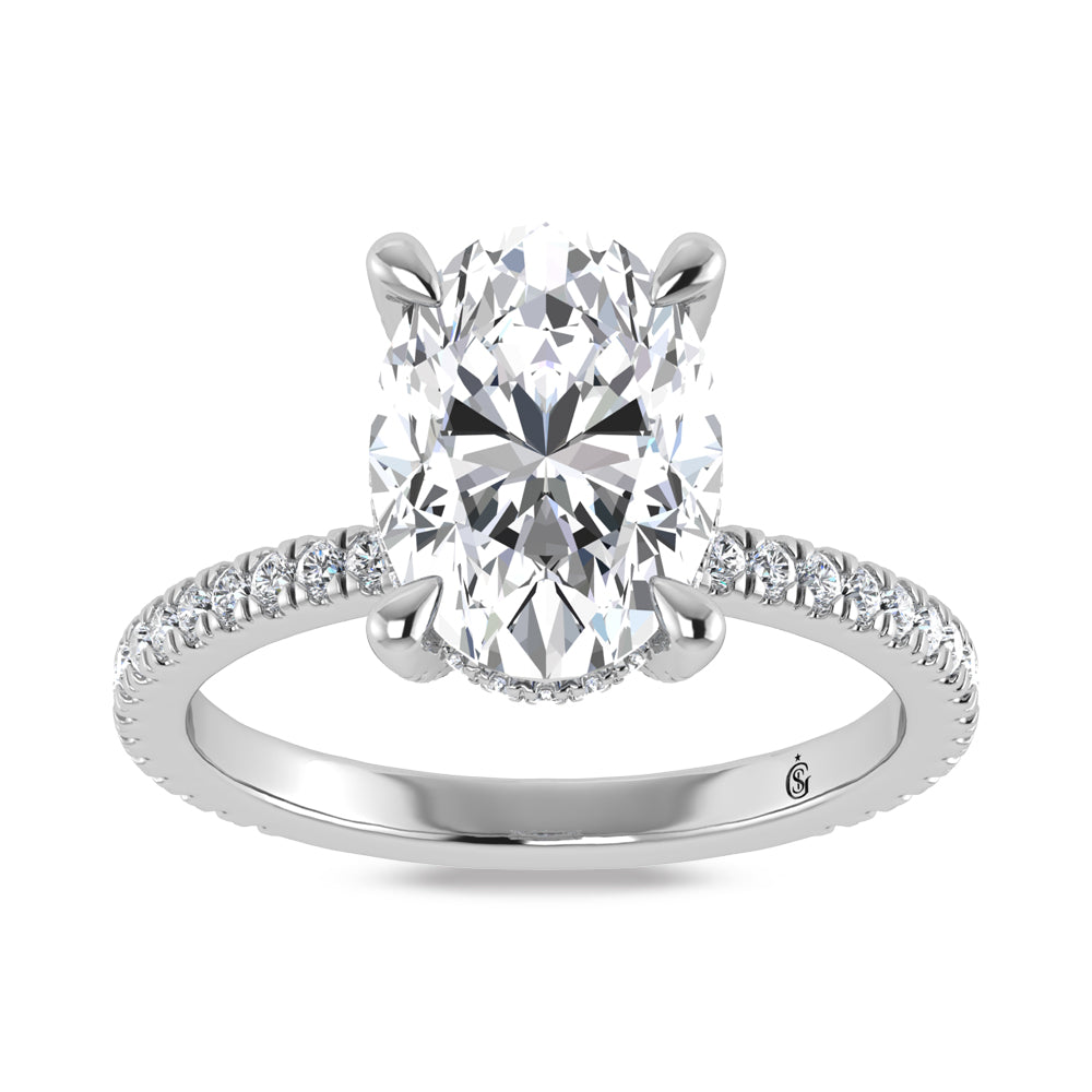 14K White Gold Lab Grown Diamond 2 1/3 Ct.Tw. Oval Shape Engagement Ring (IGI Certified Center 2ct)