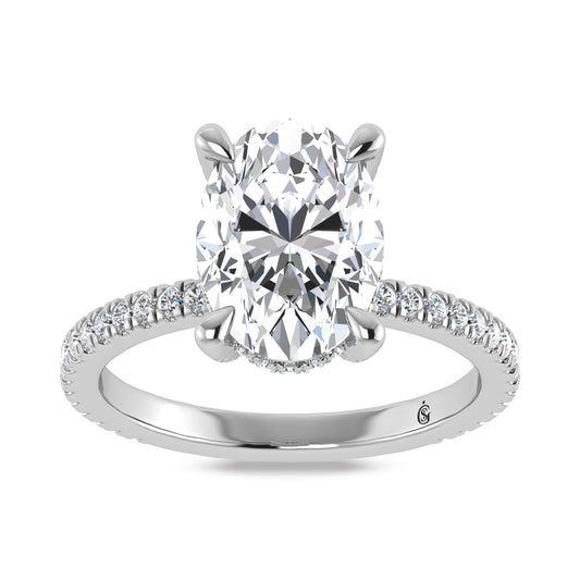 14K White Gold Lab Grown Diamond 2 1/3 Ct.Tw. Oval Shape Engagement Ring (IGI Certified Center 2ct)