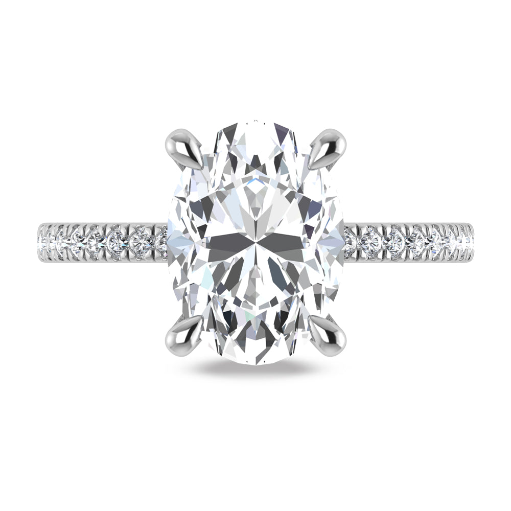 14K White Gold Lab Grown Diamond 2 1/3 Ct.Tw. Oval Shape Engagement Ring (IGI Certified Center 2ct)