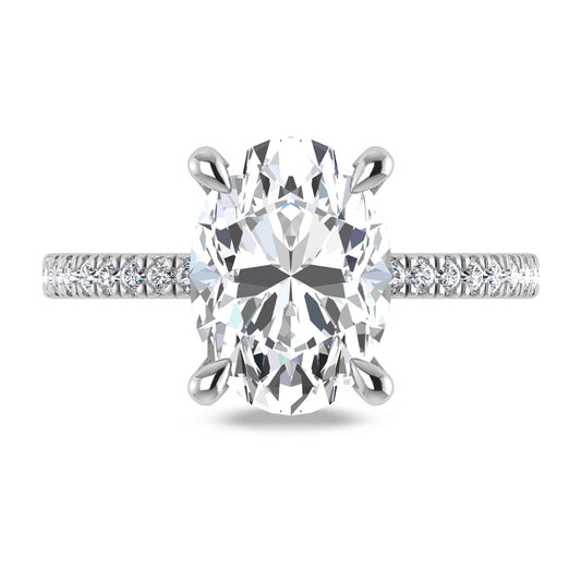 14K White Gold Lab Grown Diamond 2 1/3 Ct.Tw. Oval Shape Engagement Ring (IGI Certified Center 2ct)