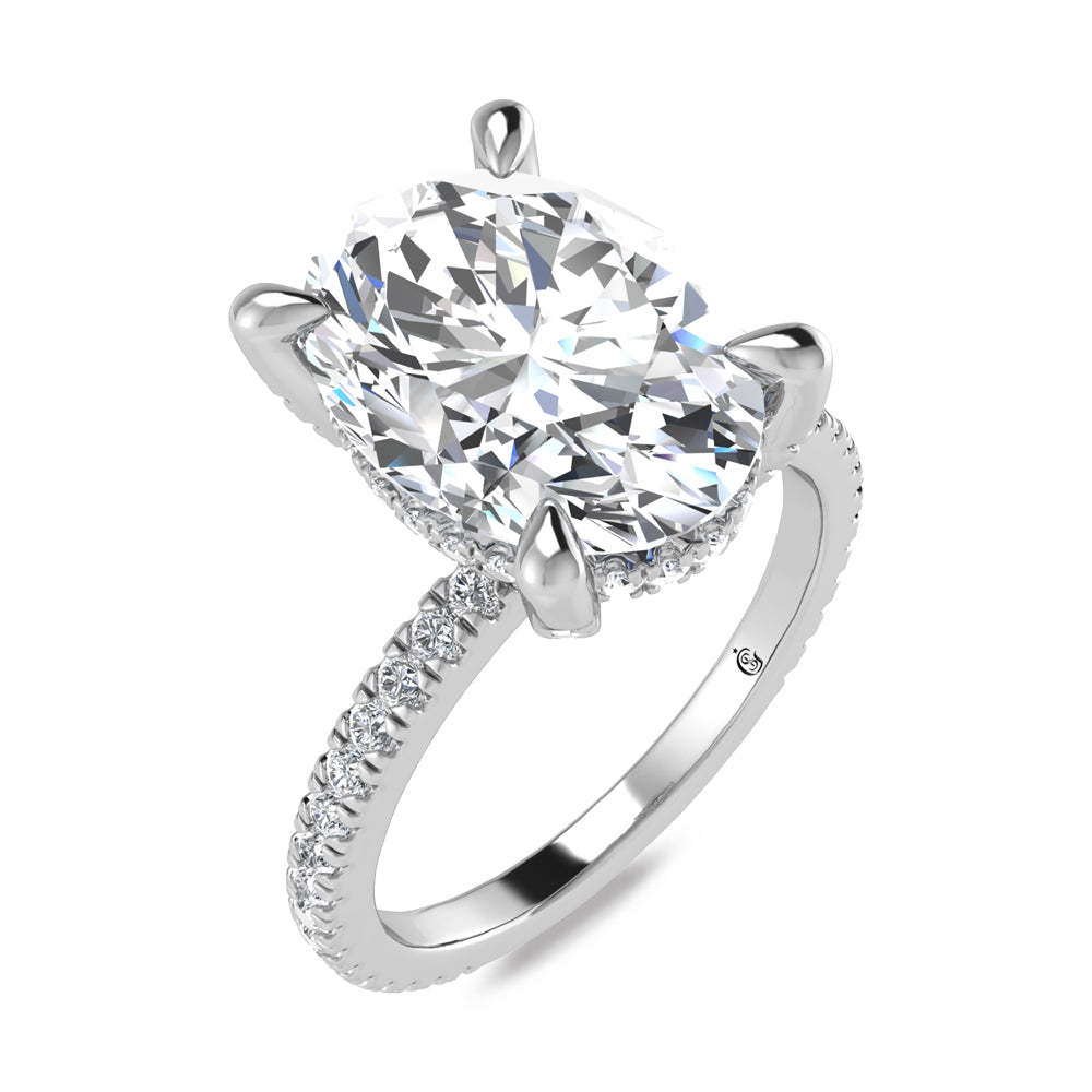 14K White Gold Lab Grown Diamond 2 1/3 Ct.Tw. Oval Shape Engagement Ring (IGI Certified Center 2ct)