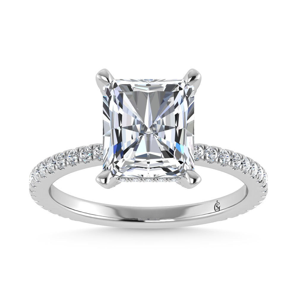 14K White Gold Lab Grown Diamond 4 3/8 Ct.Tw. Radiant Shape Engagement Ring (IGI Certified Center 4ct)