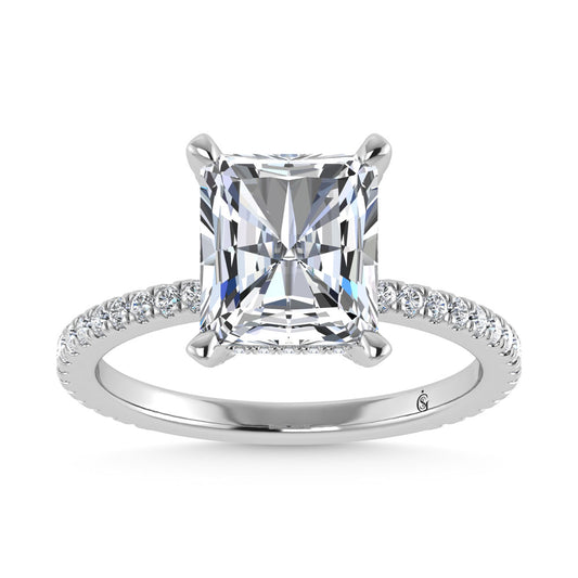 14K White Gold Lab Grown Diamond 4 3/8 Ct.Tw. Radiant Shape Engagement Ring (IGI Certified Center 4ct)