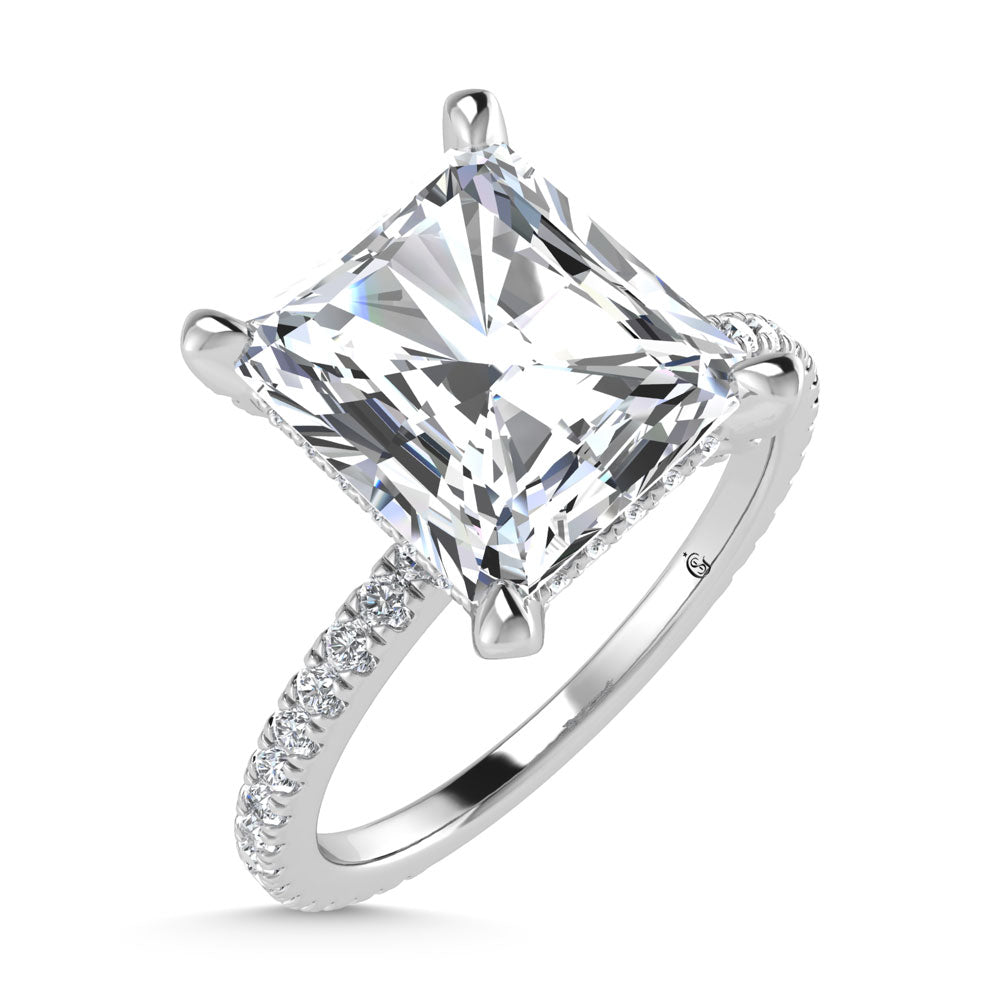 14K White Gold Lab Grown Diamond 4 3/8 Ct.Tw. Radiant Shape Engagement Ring (IGI Certified Center 4ct)