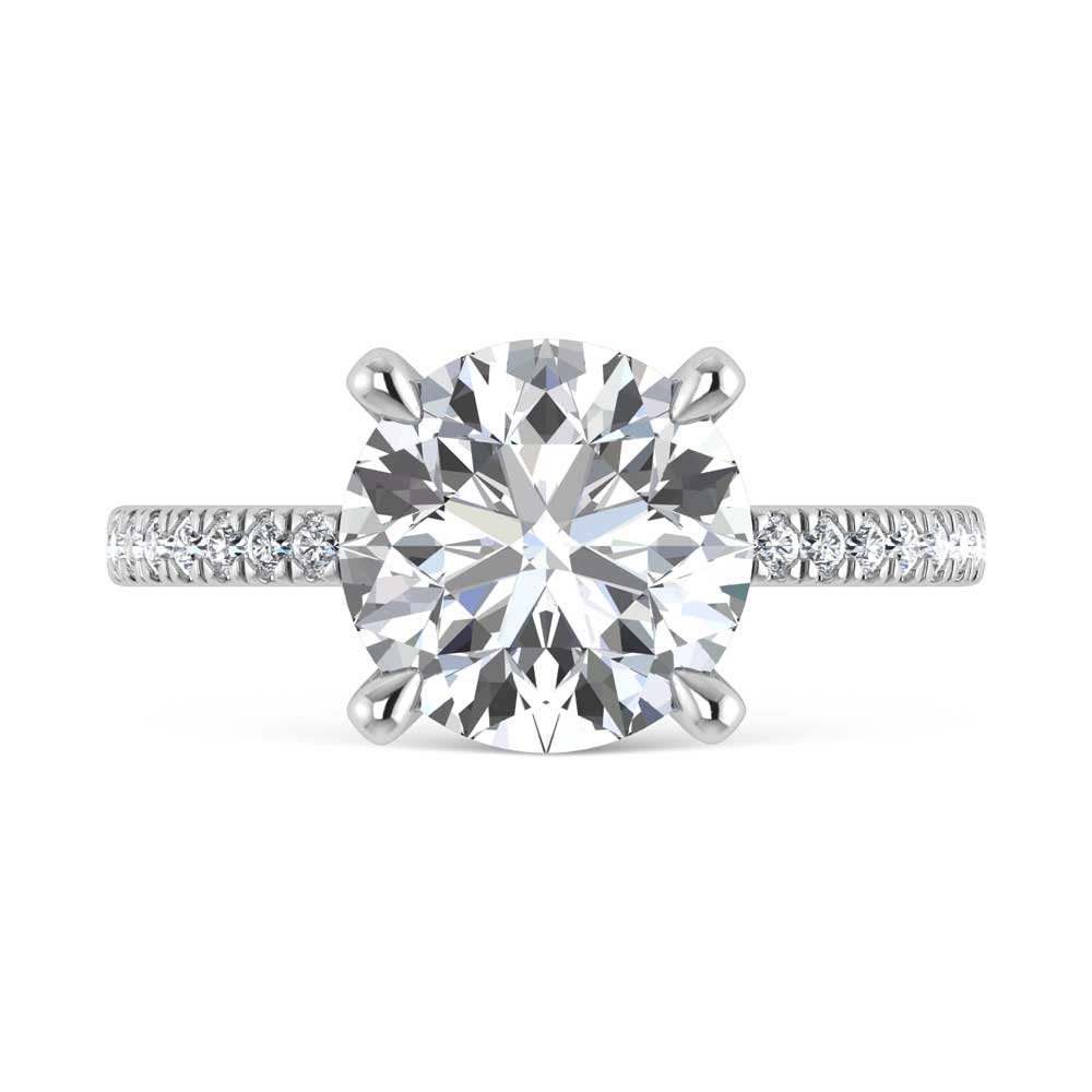 14K White Gold Lab Grown Diamond 4 3/8 Ct.Tw. Round Shape Engagement Ring (IGI Certified Center 4ct)