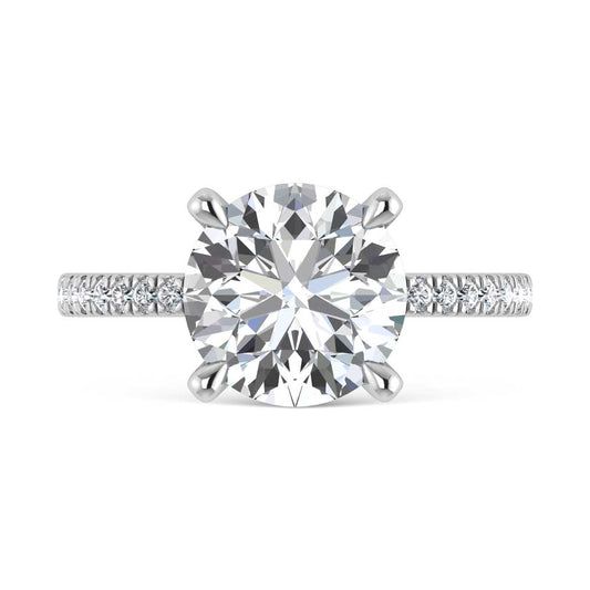 14K White Gold Lab Grown Diamond 4 3/8 Ct.Tw. Round Shape Engagement Ring (IGI Certified Center 4ct)