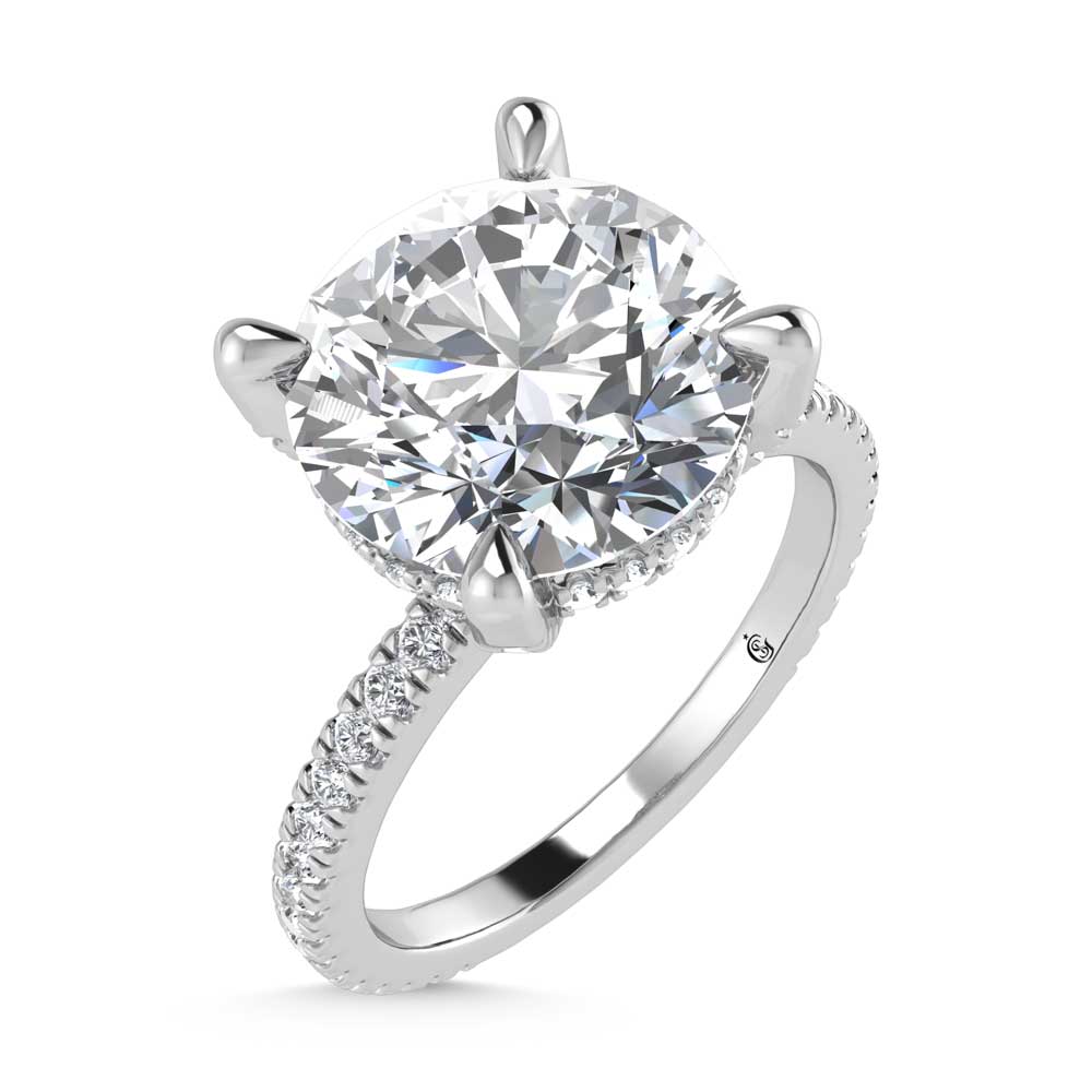 14K White Gold Lab Grown Diamond 4 3/8 Ct.Tw. Round Shape Engagement Ring (IGI Certified Center 4ct)