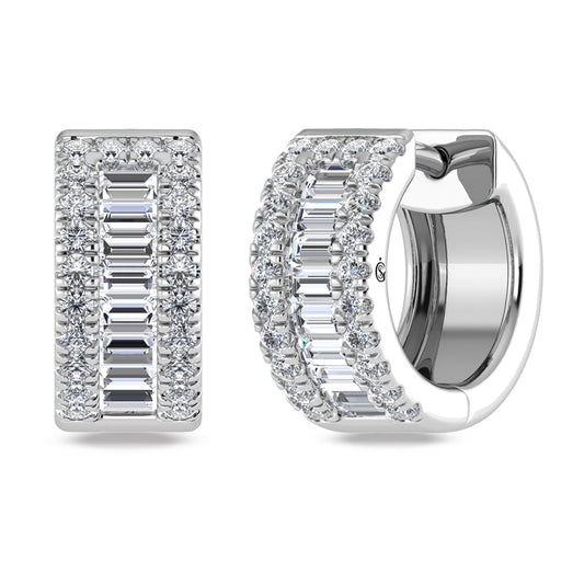 14K White Gold Lab Grown Diamond 7/8 Ct.Tw. Huggies Earrings