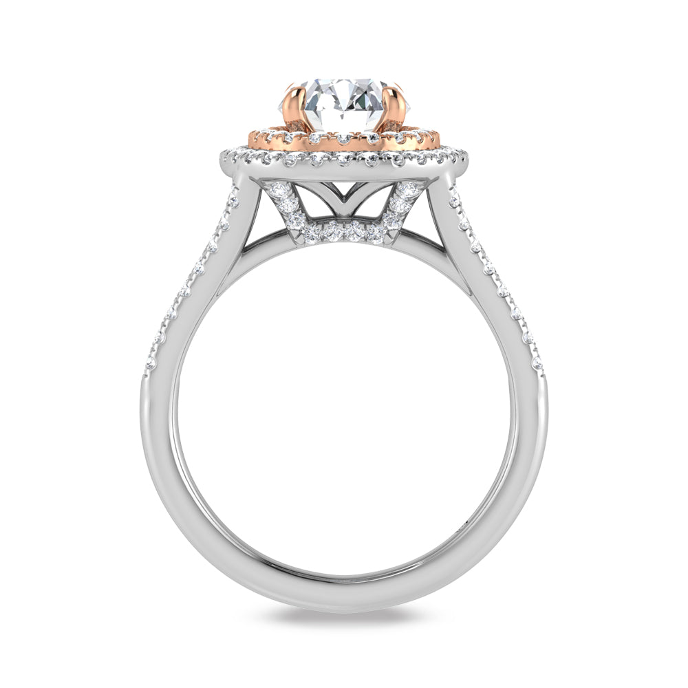 14K Two Tone Lab Grown Diamond 2 5/8 Ct.Tw. Oval Shape Engagement Ring  (IGI Certified Center 2ct)