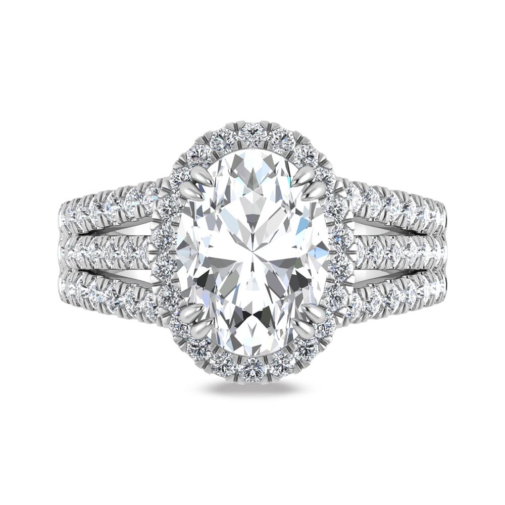 14K White Gold Lab Grown Diamond 3 7/8 Ct.Tw. Oval Shape Engagement Ring (IGI Certified Center 3ct)