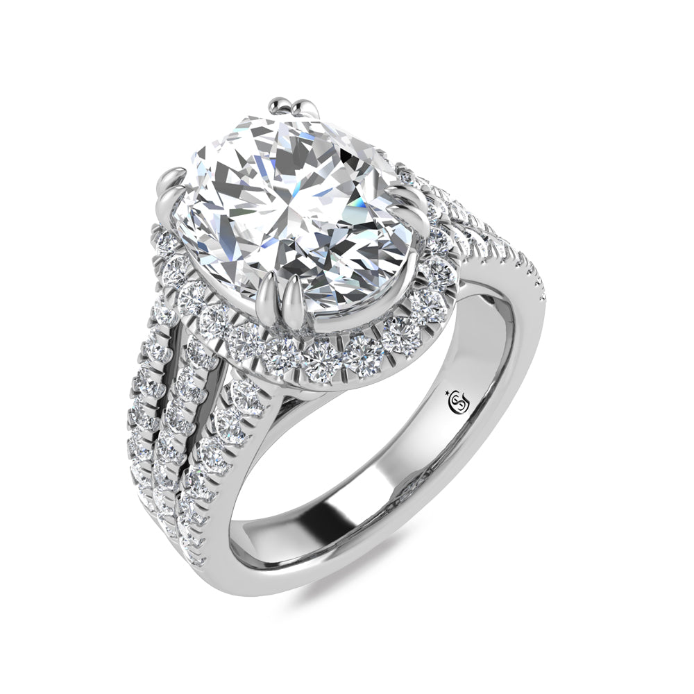 14K White Gold Lab Grown Diamond 3 7/8 Ct.Tw. Oval Shape Engagement Ring (IGI Certified Center 3ct)