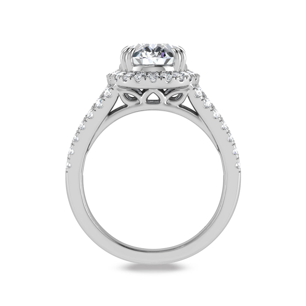 14K White Gold Lab Grown Diamond 3 7/8 Ct.Tw. Oval Shape Engagement Ring (IGI Certified Center 3ct)