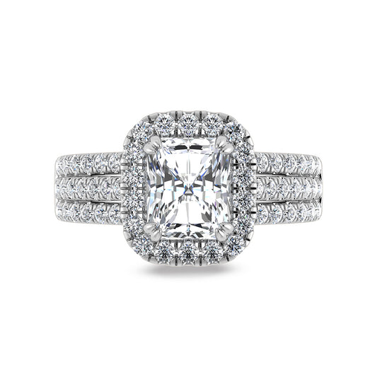 14K White Gold Lab Grown Diamond 3 Ct.Tw. Radiant Shape Engagement Ring (IGI Certified Center 2ct)