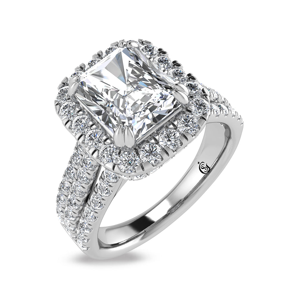 14K White Gold Lab Grown Diamond 3 Ct.Tw. Radiant Shape Engagement Ring  (IGI Certified Center 2ct)
