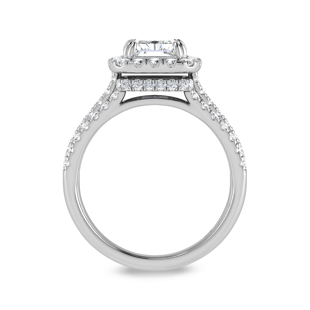14K White Gold Lab Grown Diamond 3 Ct.Tw. Radiant Shape Engagement Ring  (IGI Certified Center 2ct)