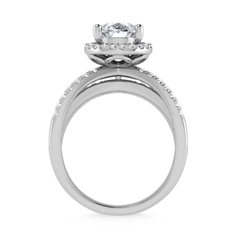 14K White Gold Lab Grown Diamond 2 1/2 Ct.Tw. Pear Shape Engagement Ring (IGI Certified Center 2ct)