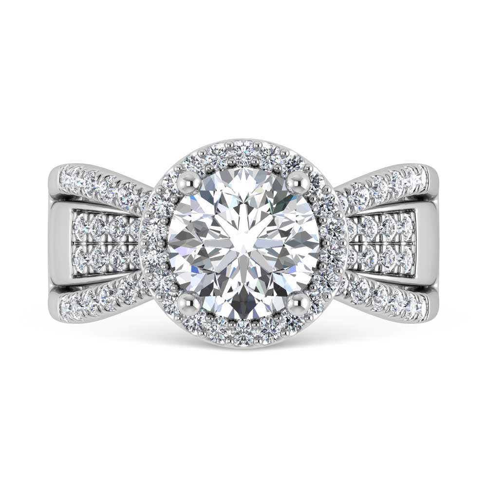 14K White Gold Lab Grown Diamond 2 1/2 Ct.Tw. Round Shape Engagement Ring (IGI Certified Center 2ct)