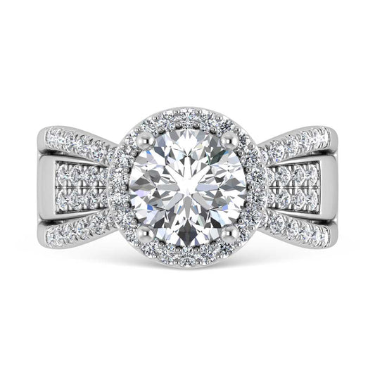 14K White Gold Lab Grown Diamond 2 1/2 Ct.Tw. Round Shape Engagement Ring (IGI Certified Center 2ct)