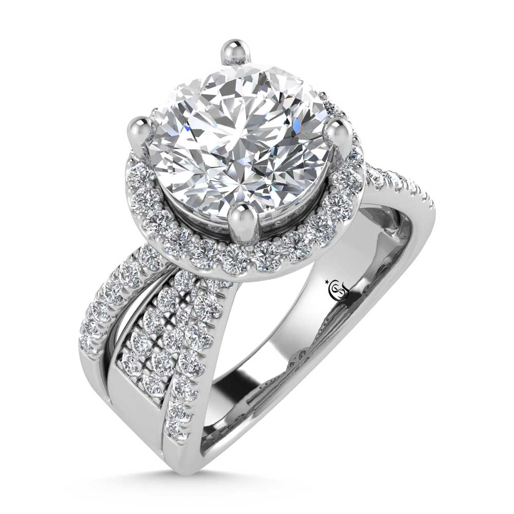 14K White Gold Lab Grown Diamond 2 1/2 Ct.Tw. Round Shape Engagement Ring (IGI Certified Center 2ct)