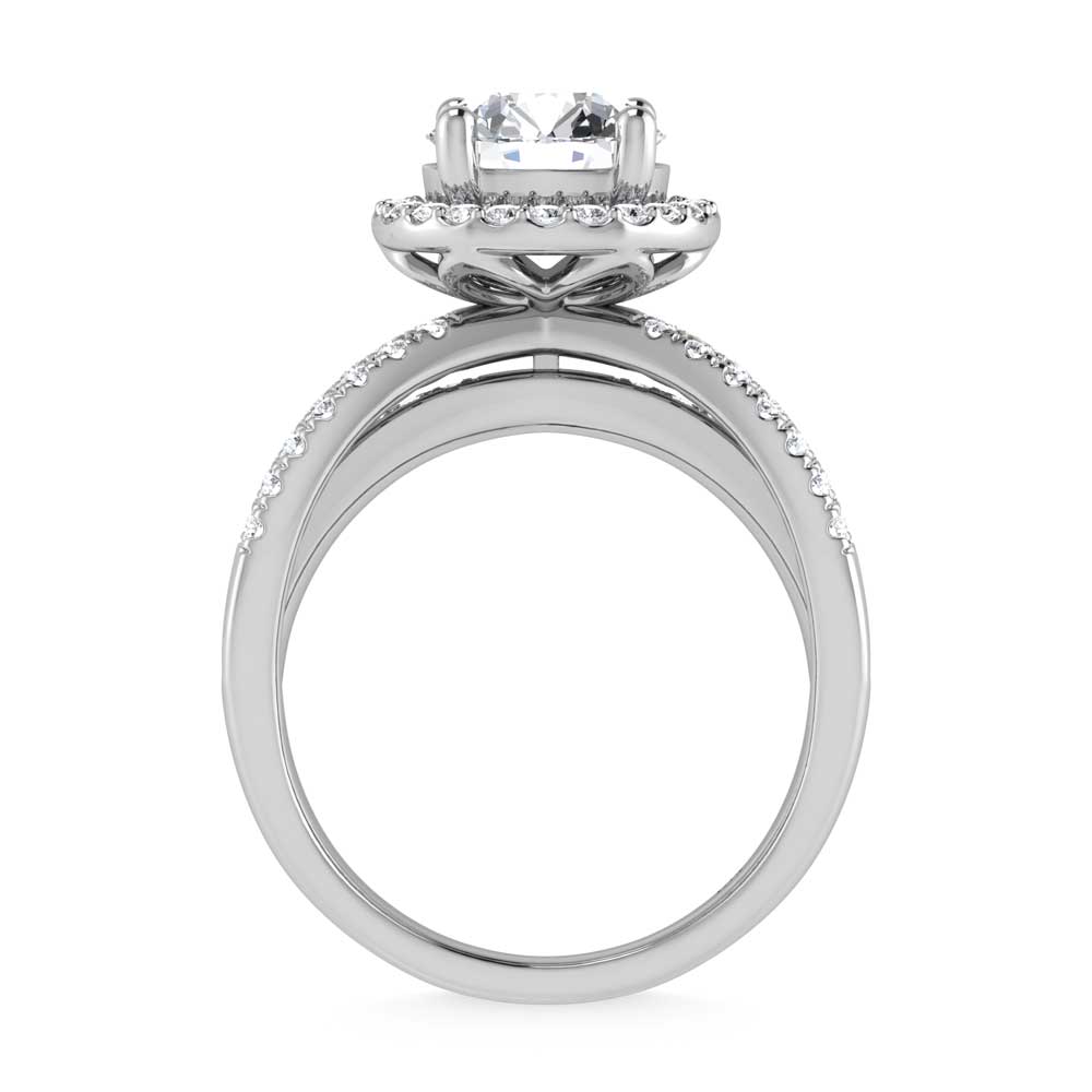 14K White Gold Lab Grown Diamond 2 1/2 Ct.Tw. Round Shape Engagement Ring (IGI Certified Center 2ct)