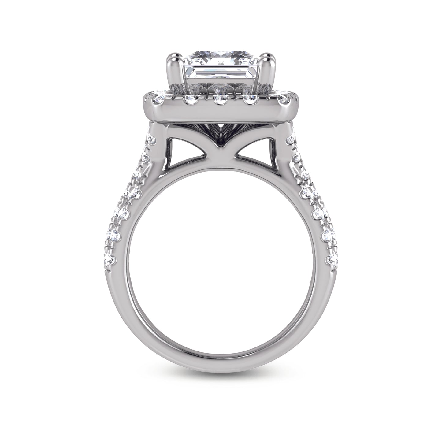 14K White Gold Lab Grown Diamond 4 7/8 Ct.Tw. Princess Shape Engagement Ring (IGI Certified Center 3ct)