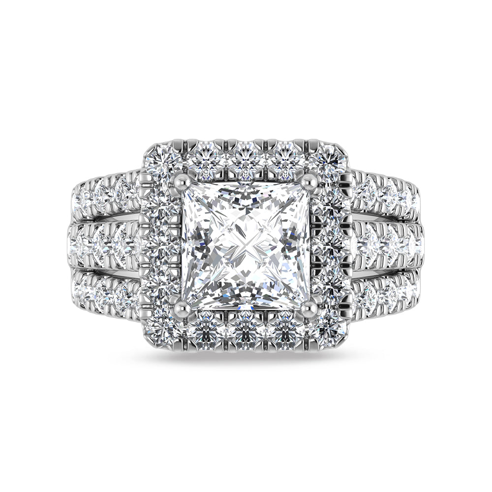 14K White Gold Lab Grown Diamond 6 1/4 Ct.Tw. Princess Shape Engagement Ring (IGI Certified Center 4ct)