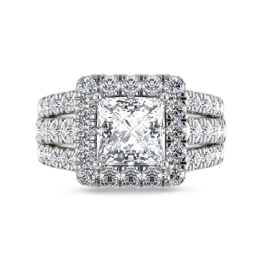 14K White Gold Lab Grown Diamond 6 1/4 Ct.Tw. Princess Shape Engagement Ring (IGI Certified Center 4ct)