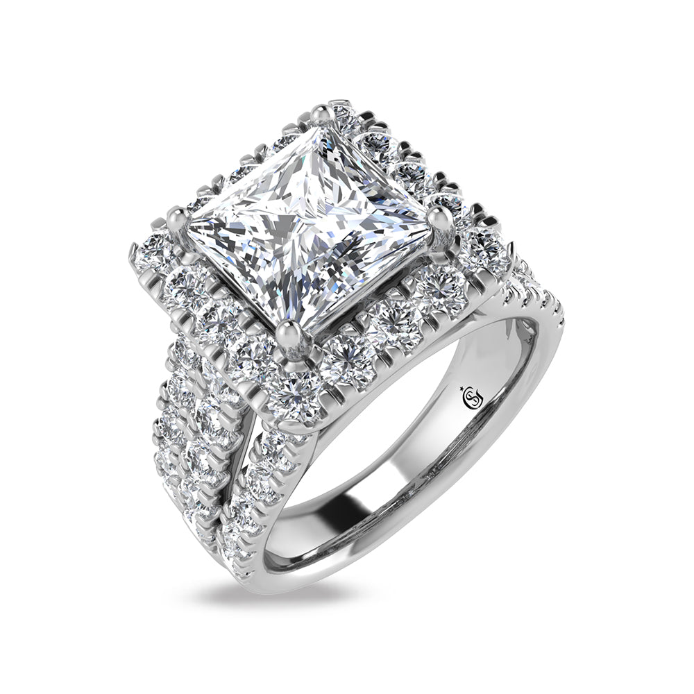 14K White Gold Lab Grown Diamond 6 1/4 Ct.Tw. Princess Shape Engagement Ring (IGI Certified Center 4ct)