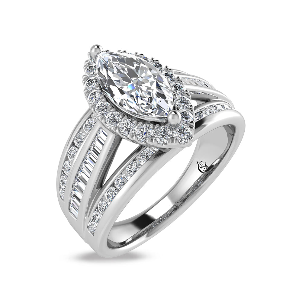 14K White Gold Lab Grown Diamond 4 1/3 Ct.Tw. Marquise Shape Engagement Ring (IGI Certified Center 3ct)