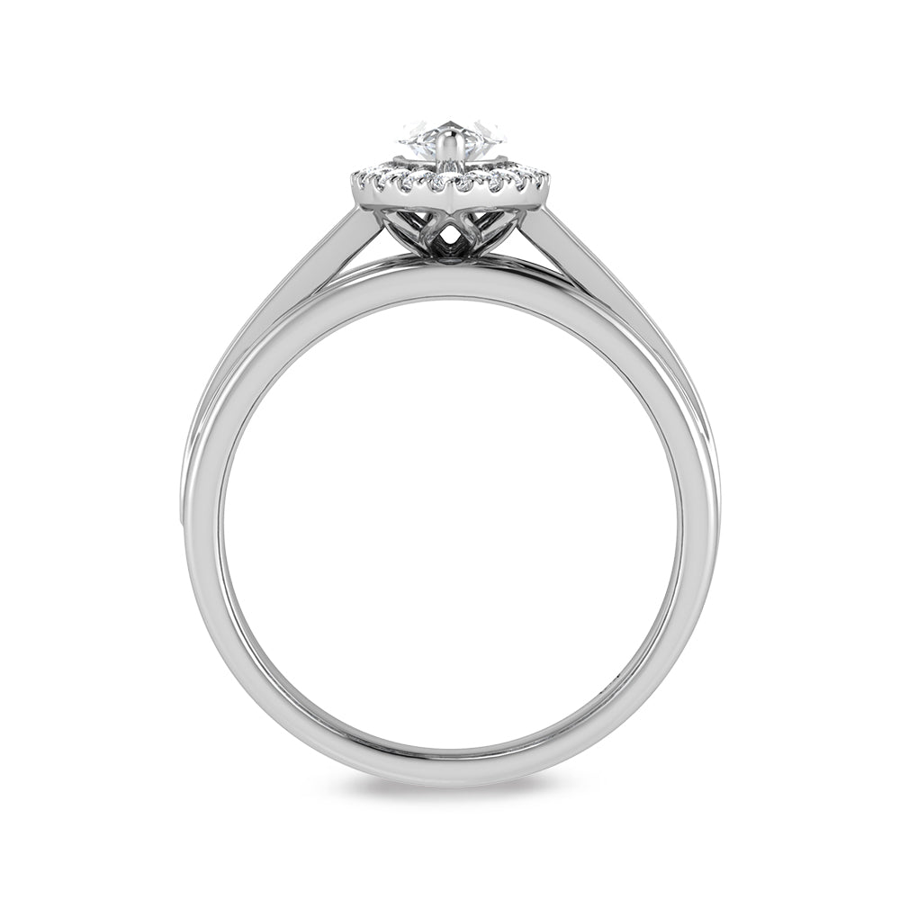 14K White Gold Lab Grown Diamond 4 1/3 Ct.Tw. Marquise Shape Engagement Ring (IGI Certified Center 3ct)