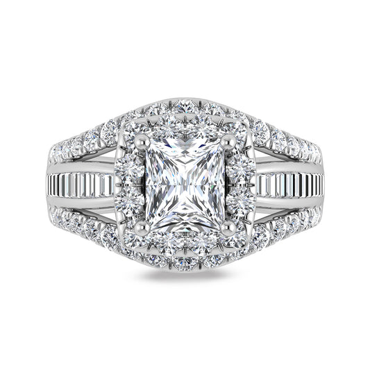 14K White Gold Lab Grown Diamond 2 7/8 Ct.Tw. Princess Shape Engagement Ring (IGI Certified Center 1ct)